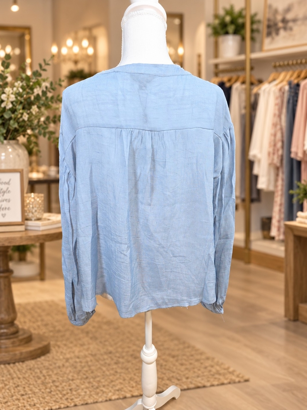 Frye Light Blue Pintuck Button-Down Blouse - Picture 4 of 8